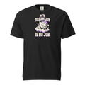 My Dream Job Is No Job Tee — black Comfort Colors 1717 with cream and lavender sleeping cloud front print