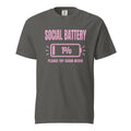Social Battery Tee in washed black — front view